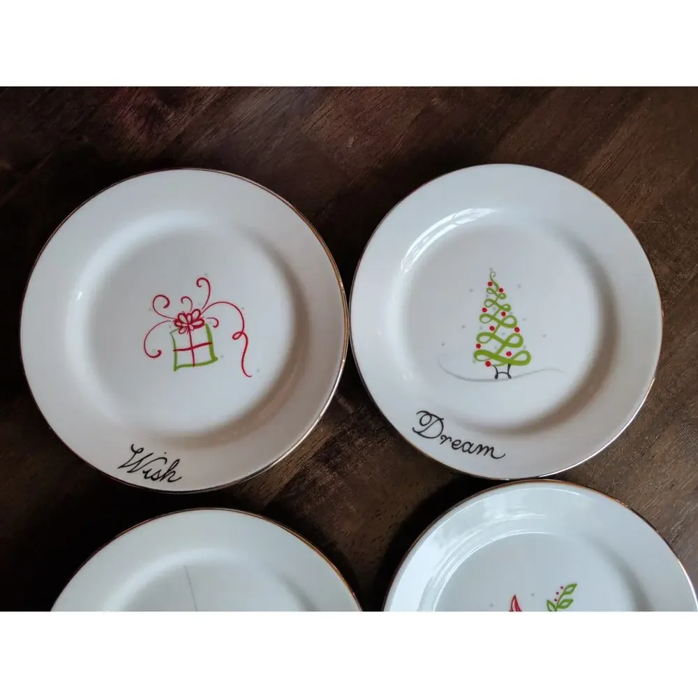 Set (4) St. Nicholas Square Tis the Season appetizer plates 6.5